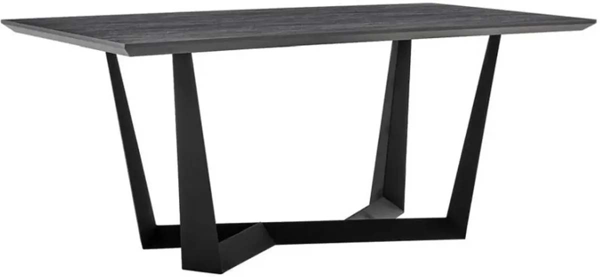 Armen Living Radford Light Gray Rectangular Dining Table with Black Base