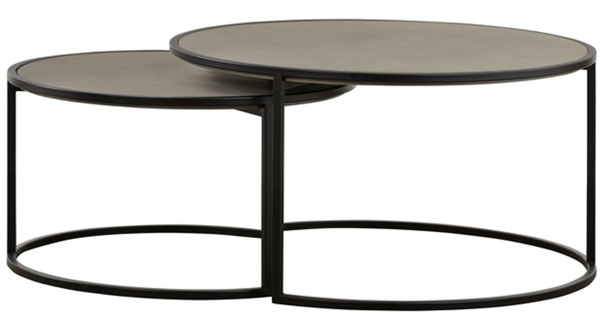 Armen Living Rina 2-Piece Medium Gray Nesting Coffee Table Set