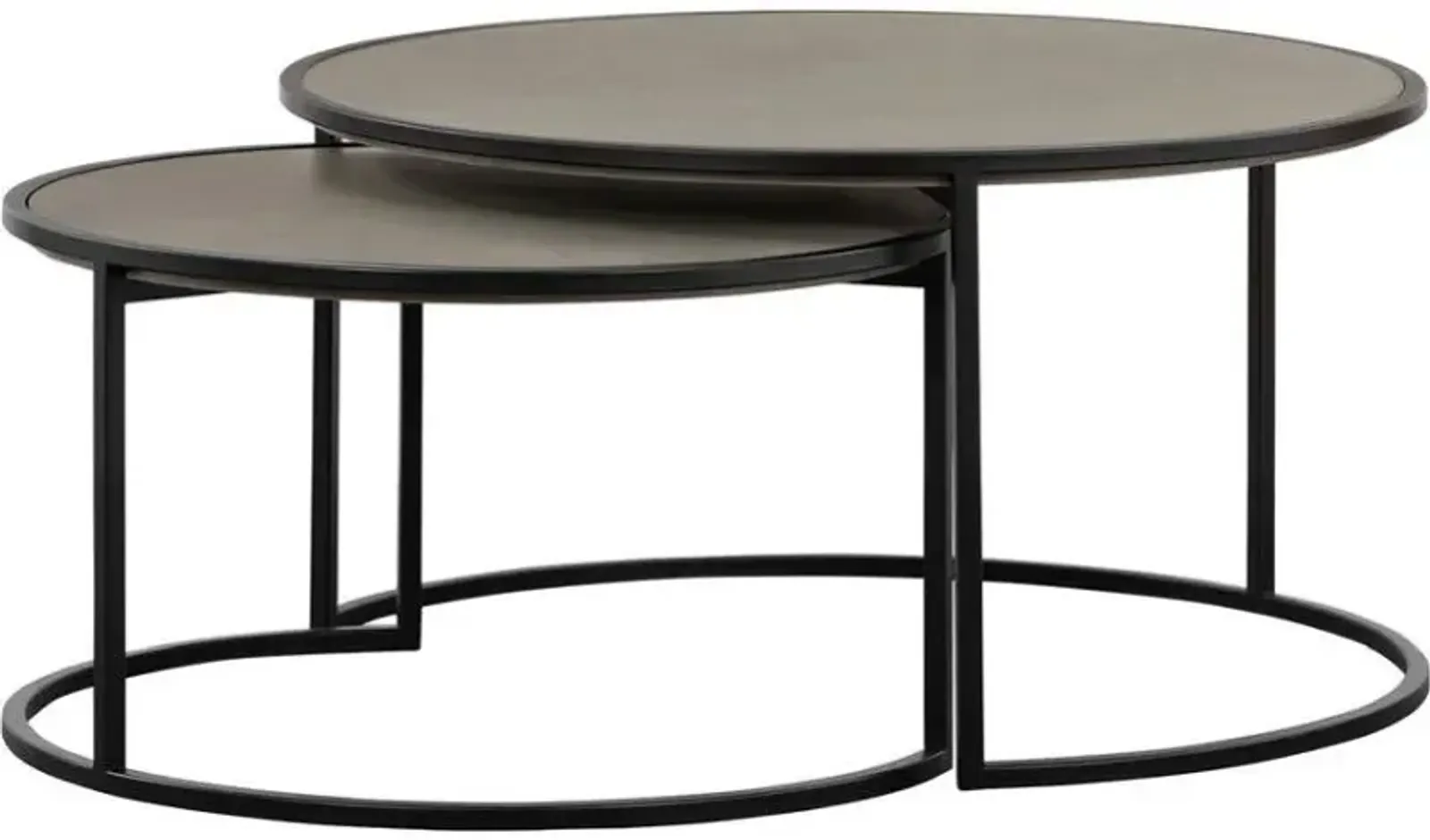 Armen Living Rina 2-Piece Medium Gray Nesting Coffee Table Set 