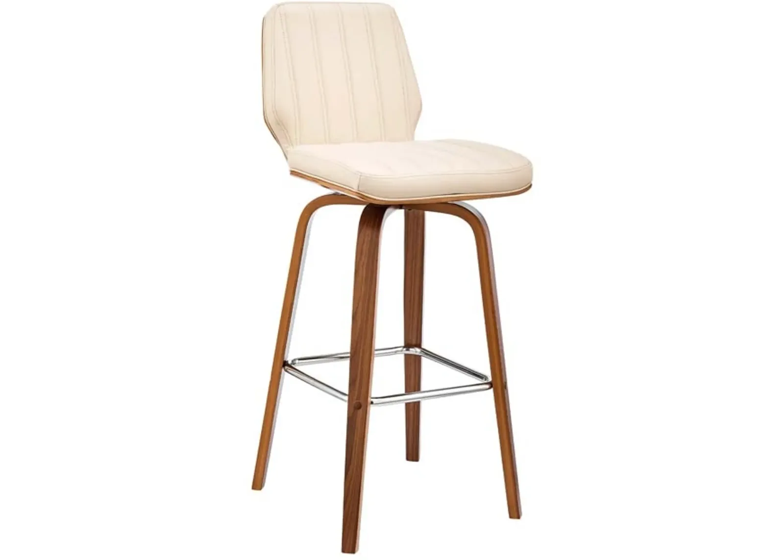 Armen Living Renee Cream/Walnut 26" Swivel Counter Stool