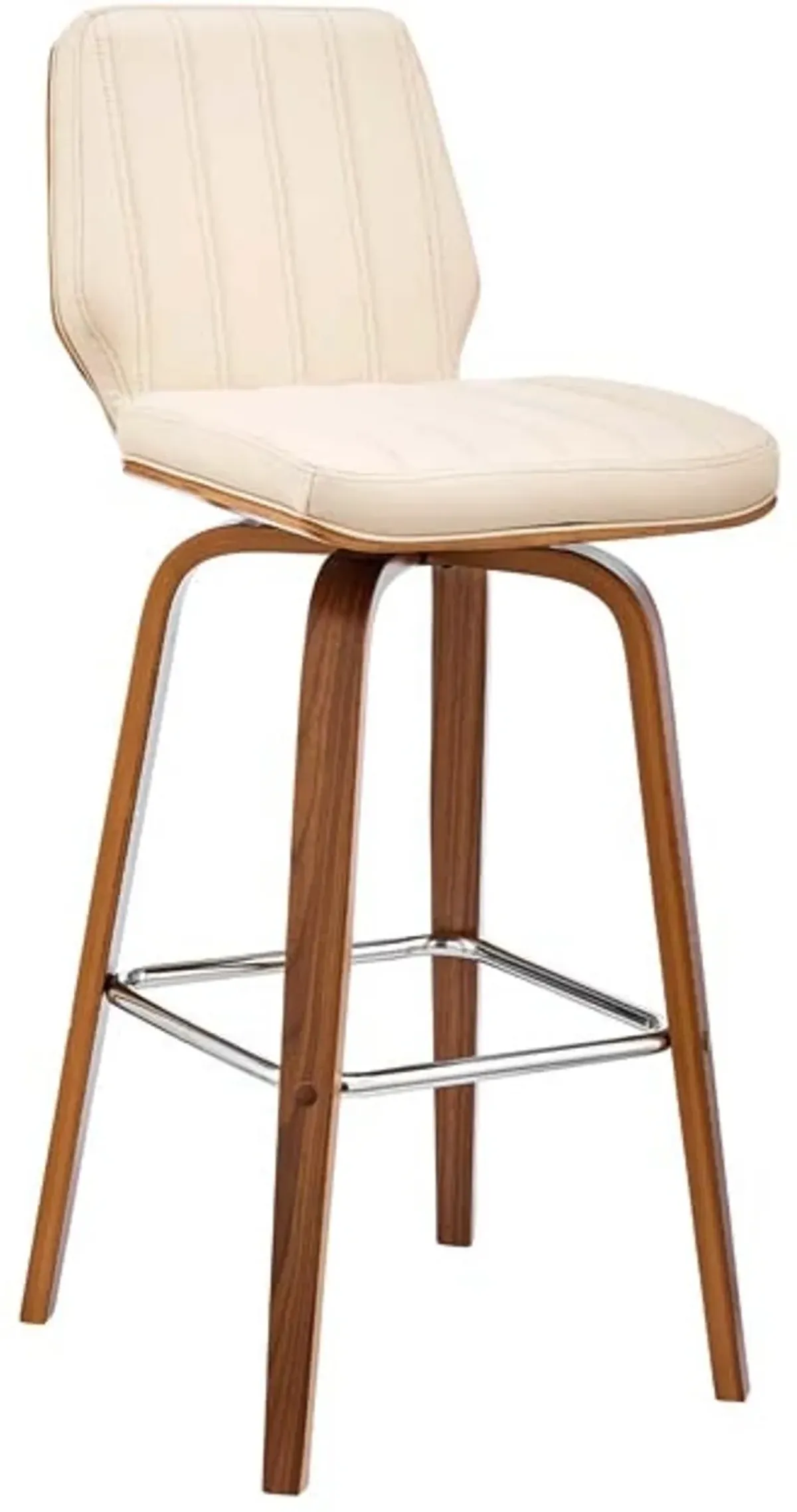 Armen Living Renee Cream/Walnut 26" Swivel Counter Stool