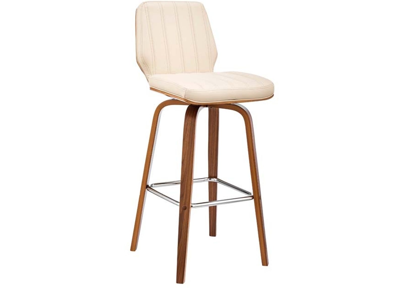 Armen Living Renee Cream/Walnut 30" Swivel Bar Stool