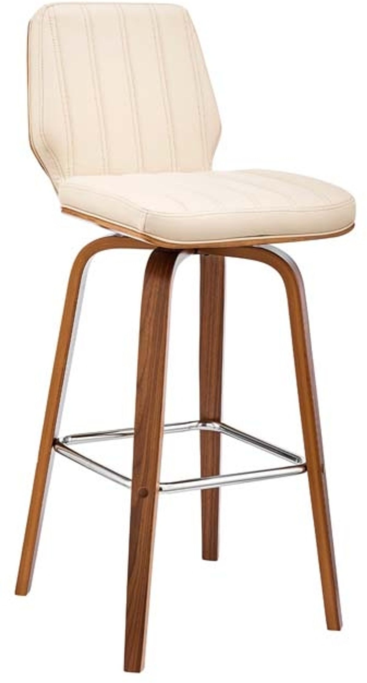 Armen Living Renee Cream/Walnut 30" Swivel Bar Stool