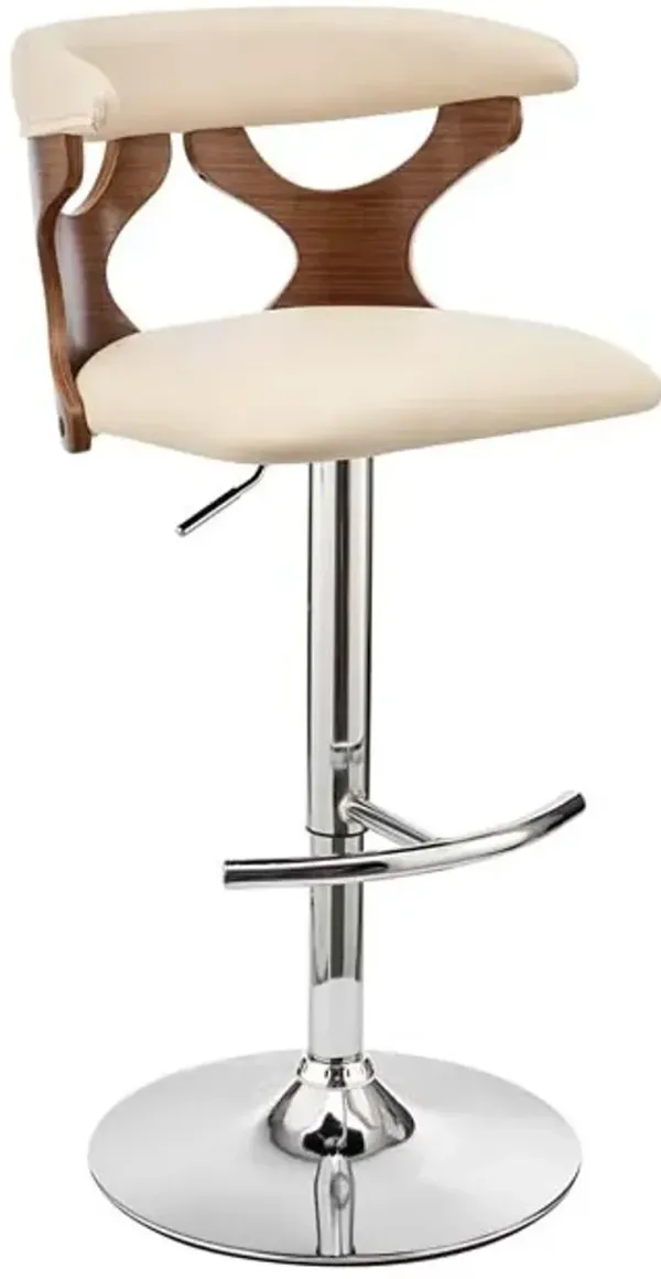 Armen Living Ruth Cream/Walnut Adjustable Swivel Stool