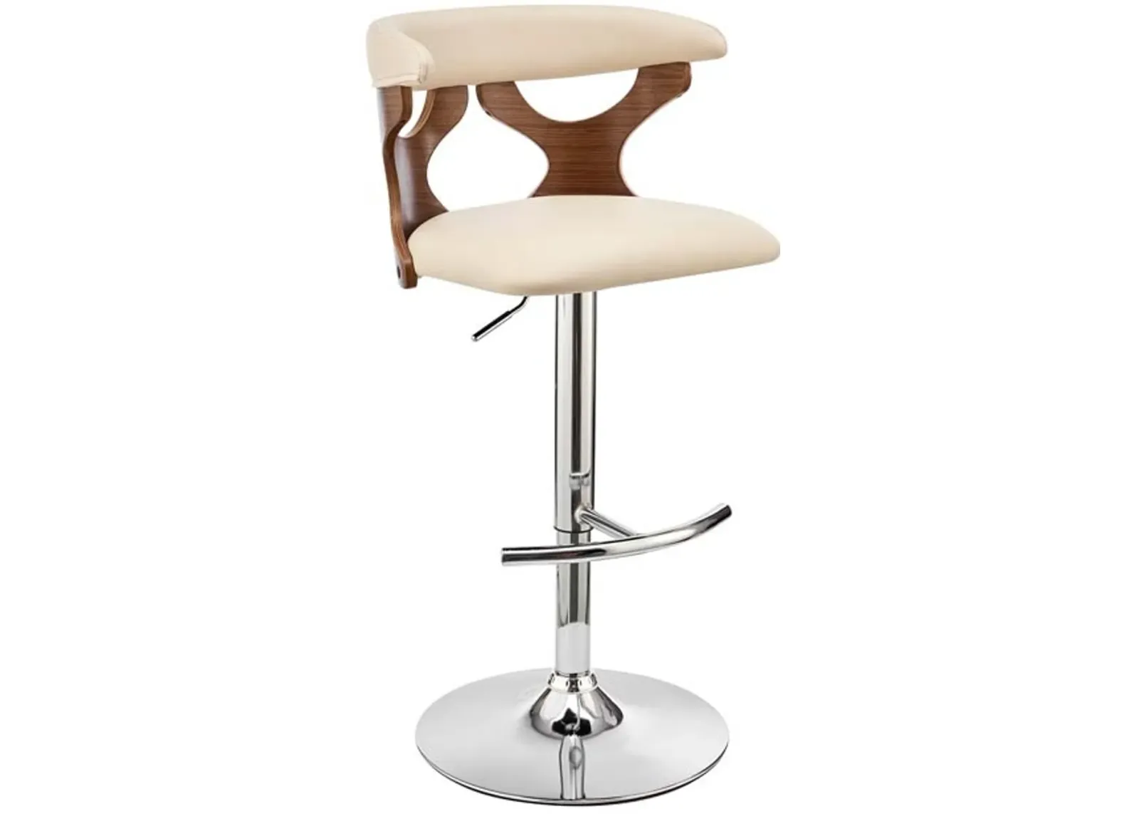 Armen Living Ruth Cream/Walnut Adjustable Swivel Stool