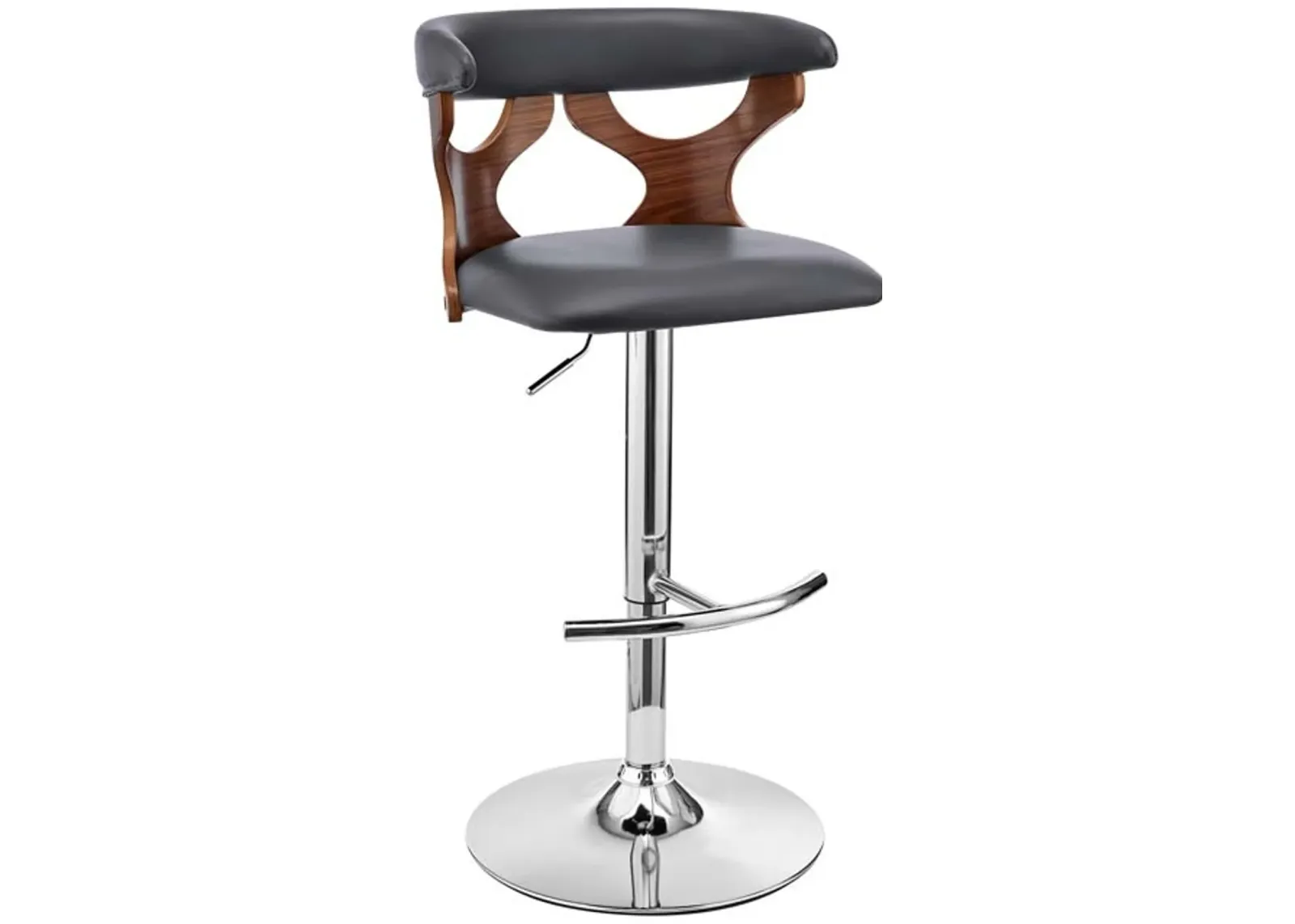 Armen Living Ruth Gray/Walnut Adjustable Swivel Stool