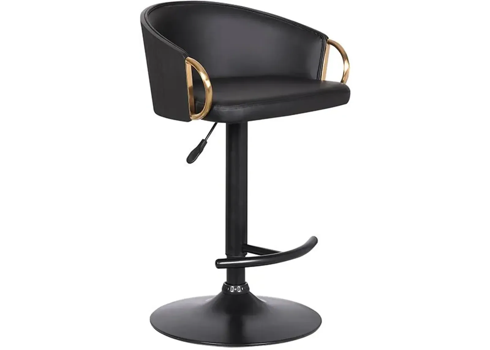 Armen Living Solstice Black Adjustable Swivel Stool