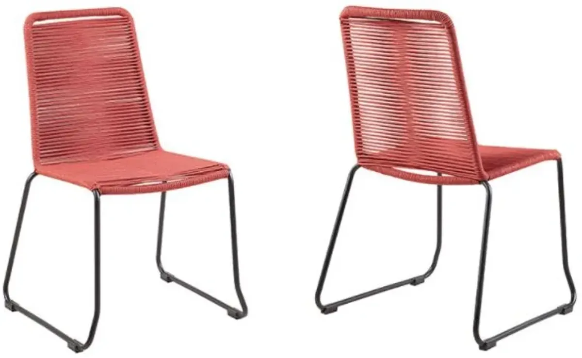 Armen Living Shasta Brick Red Outdoor Dining Chair