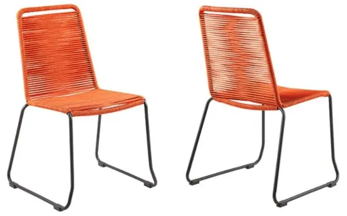 Armen Living Shasta Tange Orange Outdoor Dining Chair