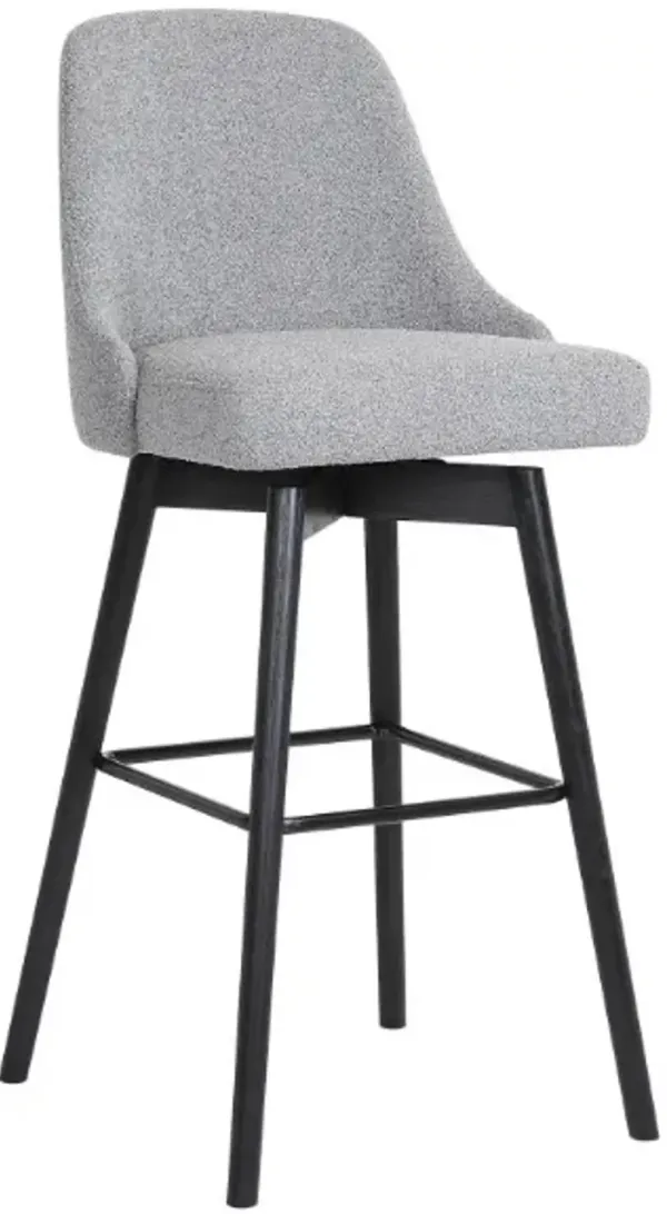 Armen Living Sicily Black/Gray Upholstered Swivel Counter Stool