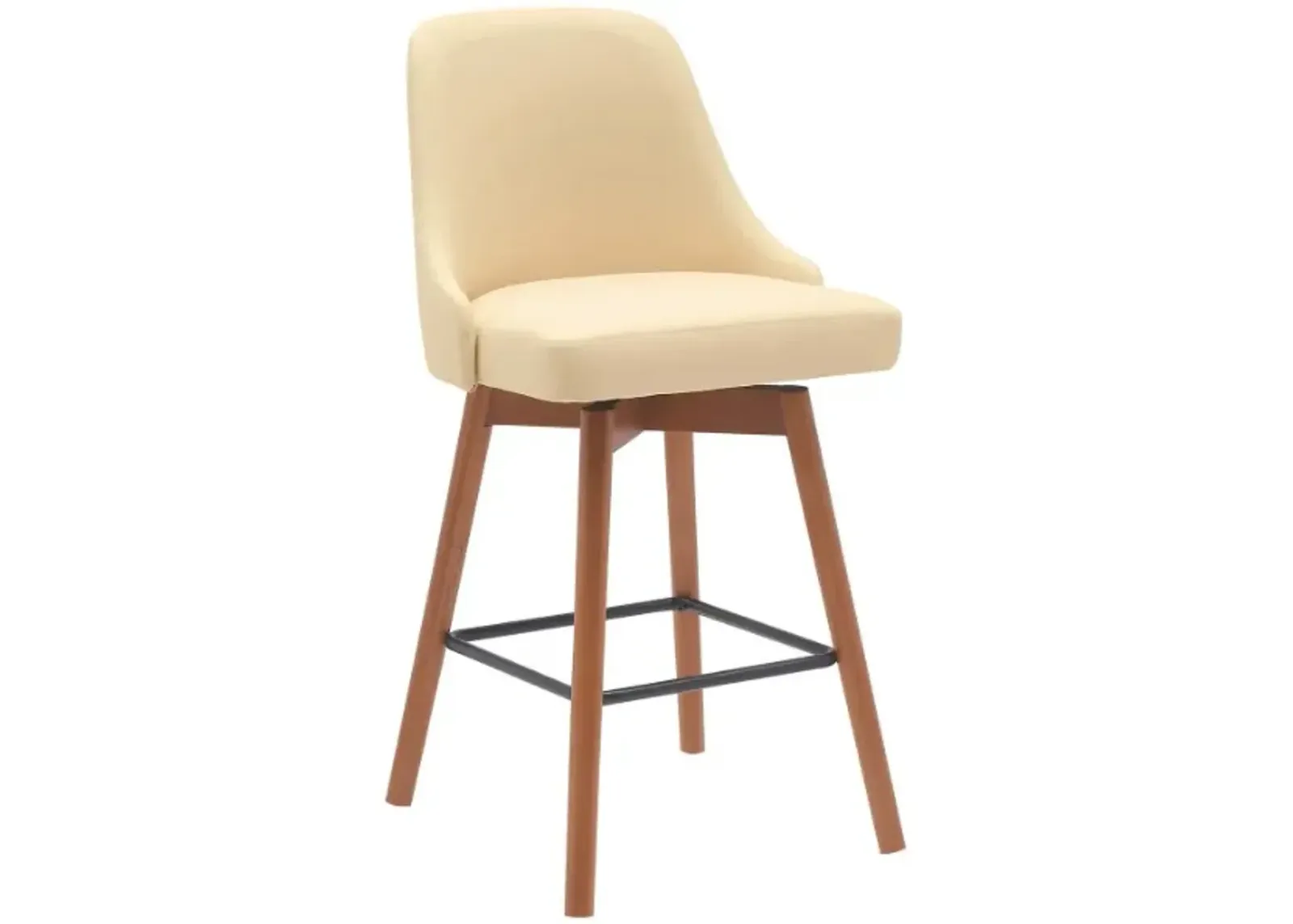 Armen Living Sicily Cream/Walnut Swivel Counter Stool