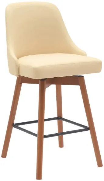 Armen Living Sicily Cream/Walnut Swivel Counter Stool