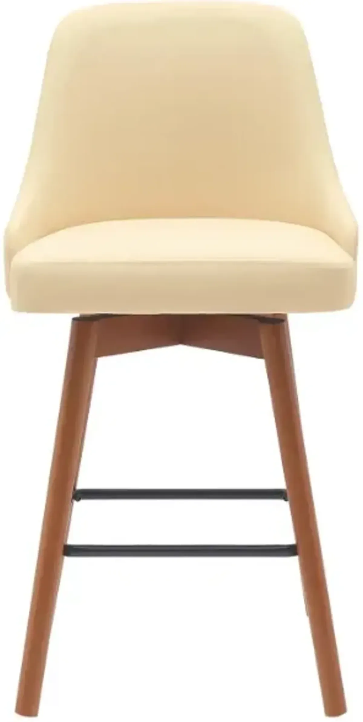Armen Living Sicily Cream/Walnut Swivel Bar Stool