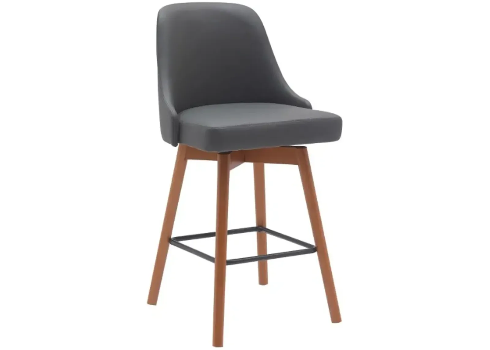 Armen Living Sicily Gray/Walnut Swivel Counter Stool