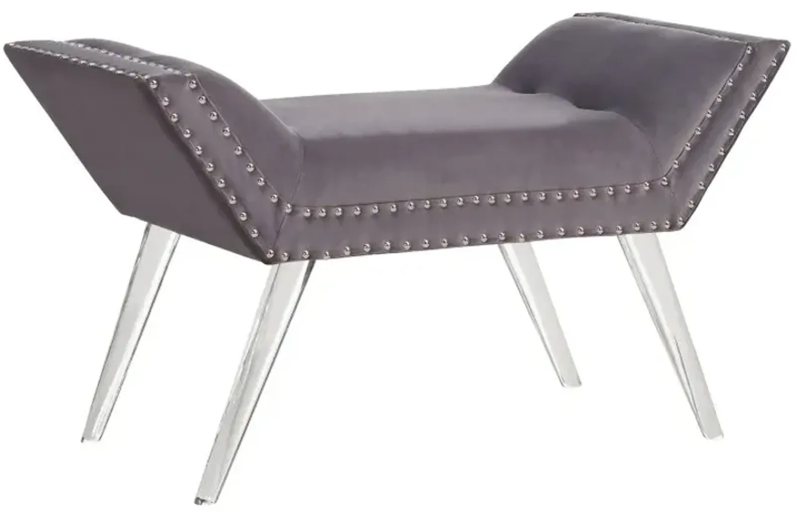 Armen Living Silas Gray Tufted Ottoman Bench