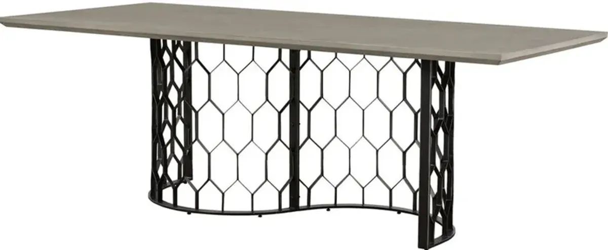 Armen Living Solange Medium Gray Rectangular Dining Table with Black Base 