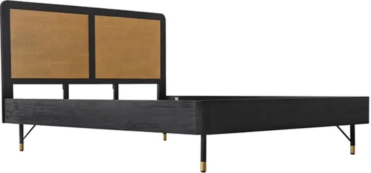 Armen Living Saratoga Black/Brown Queen Platform Bed 