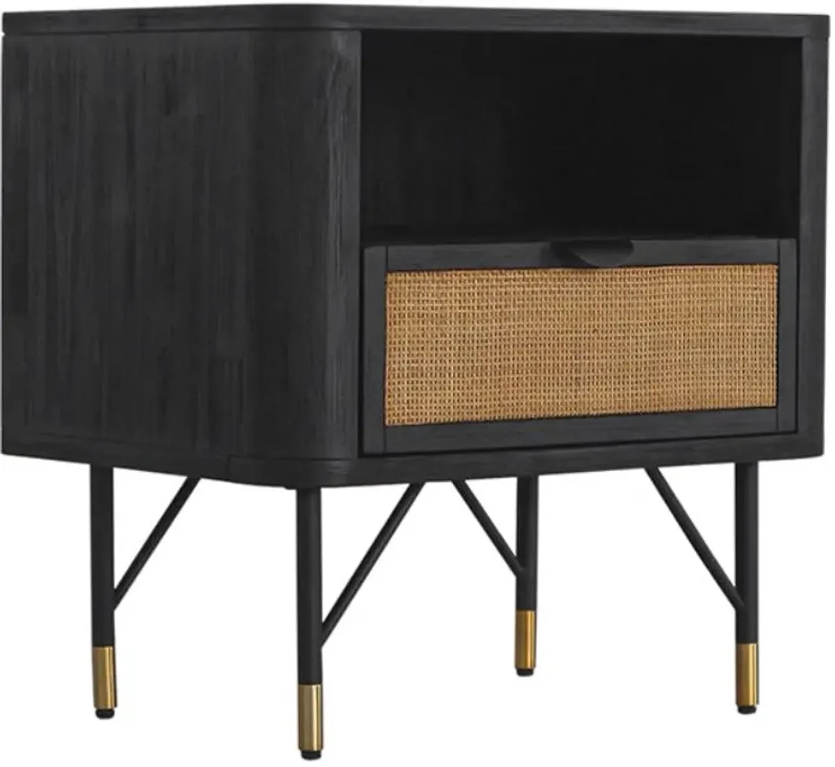 Armen Living Saratoga Black/Brown Nightstand 