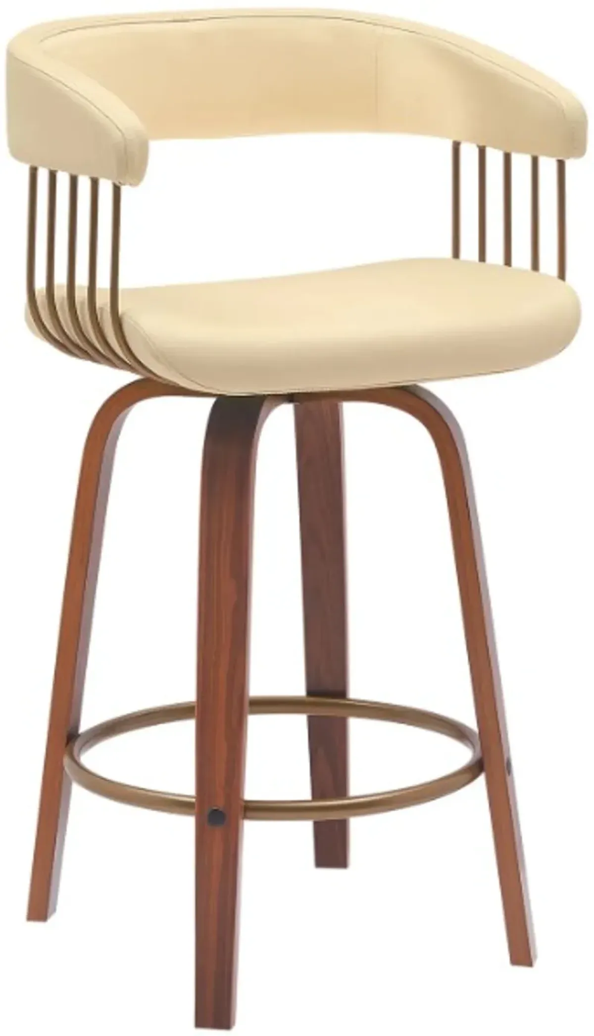 Armen Living Topanga Cream/Walnut Swivel Counter Stool