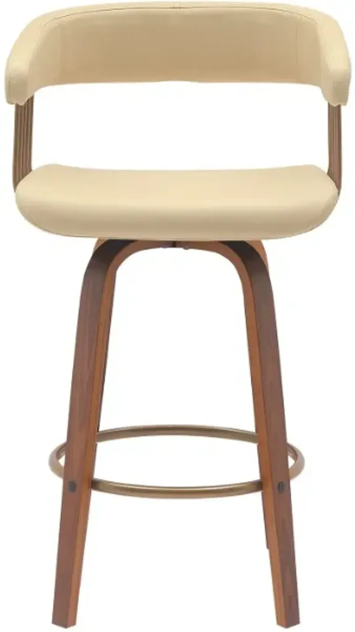 Armen Living Topanga Cream/Walnut Swivel Bar Stool