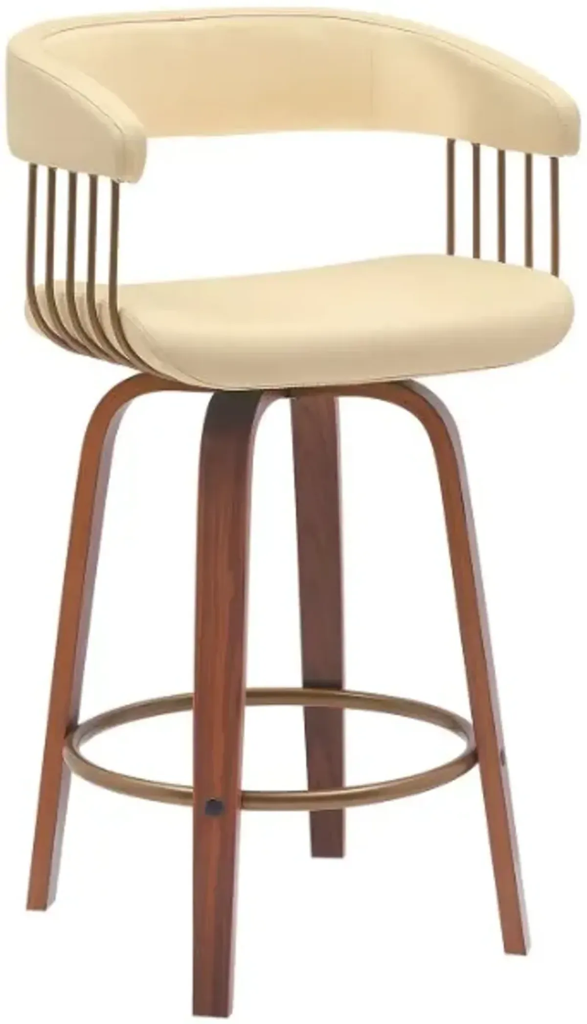 Armen Living Topanga Cream/Walnut Swivel Bar Stool