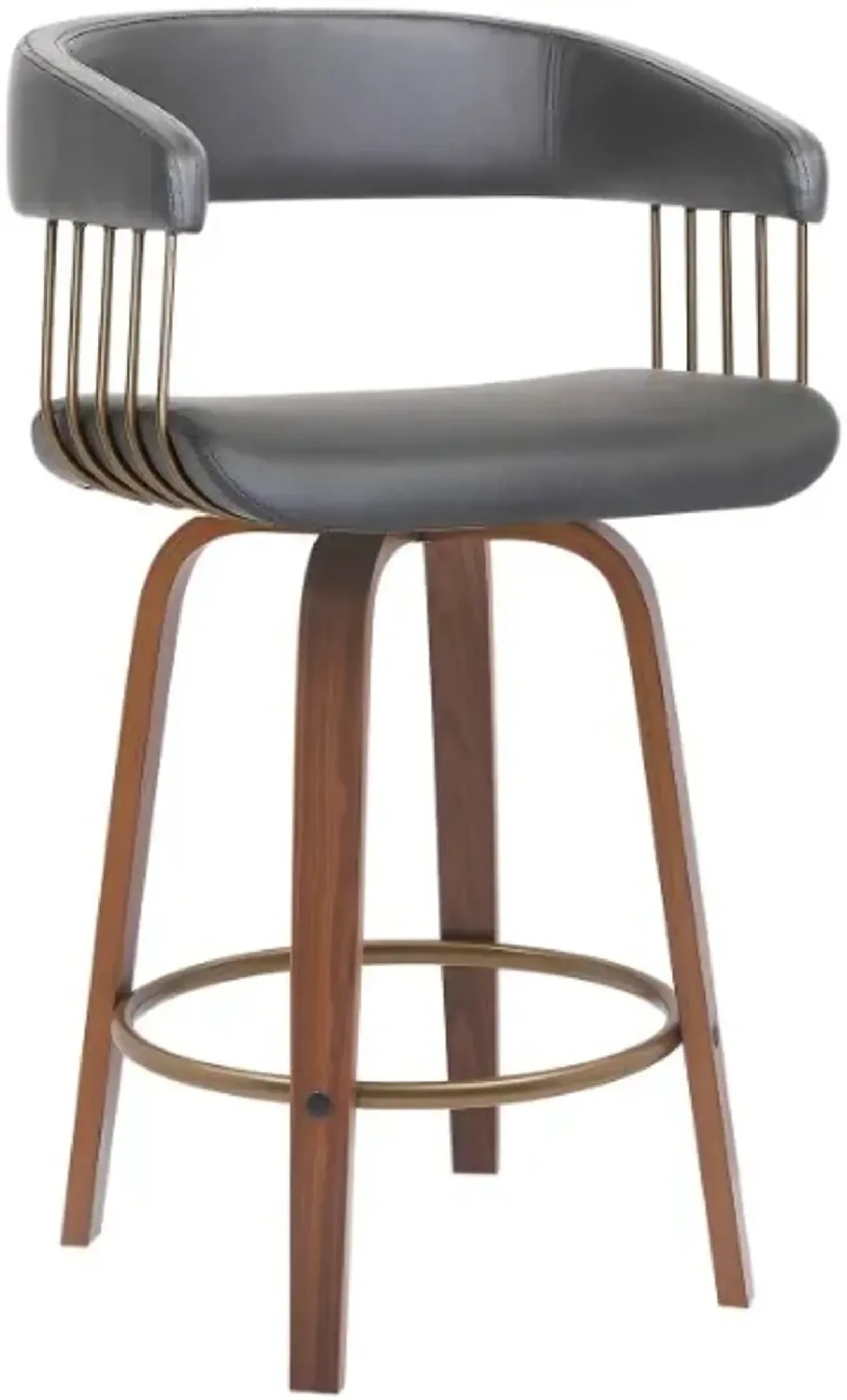 Armen Living Topanga Gray/Walnut Swivel Counter Stool