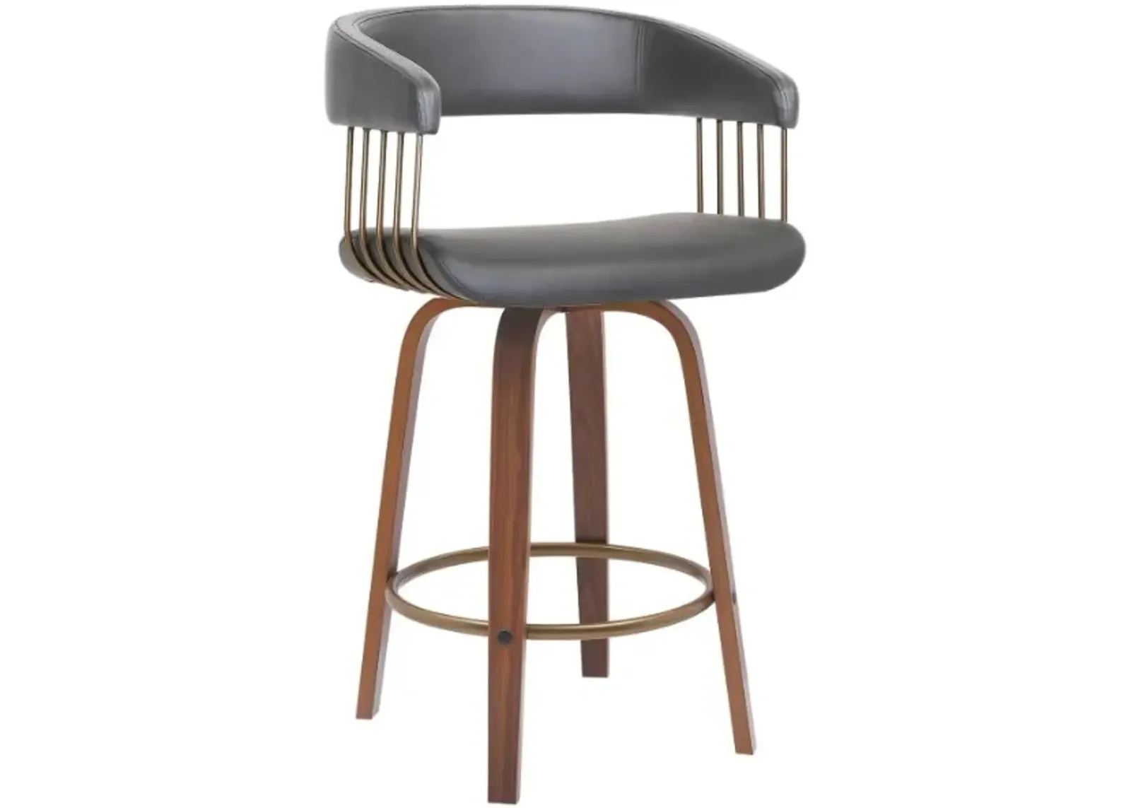 Armen Living Topanga Gray/Walnut Swivel Counter Stool