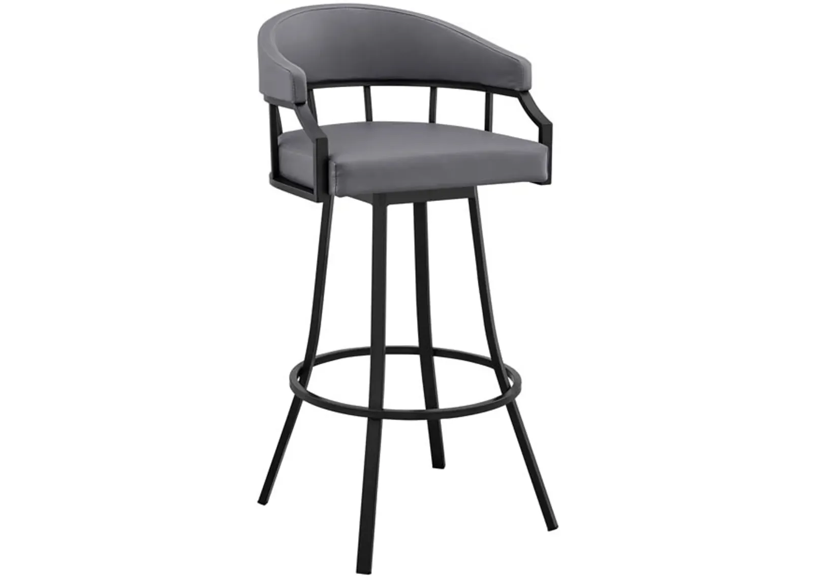 Armen Living Valerie Grey/Black 30" Swivel Bar Stool 