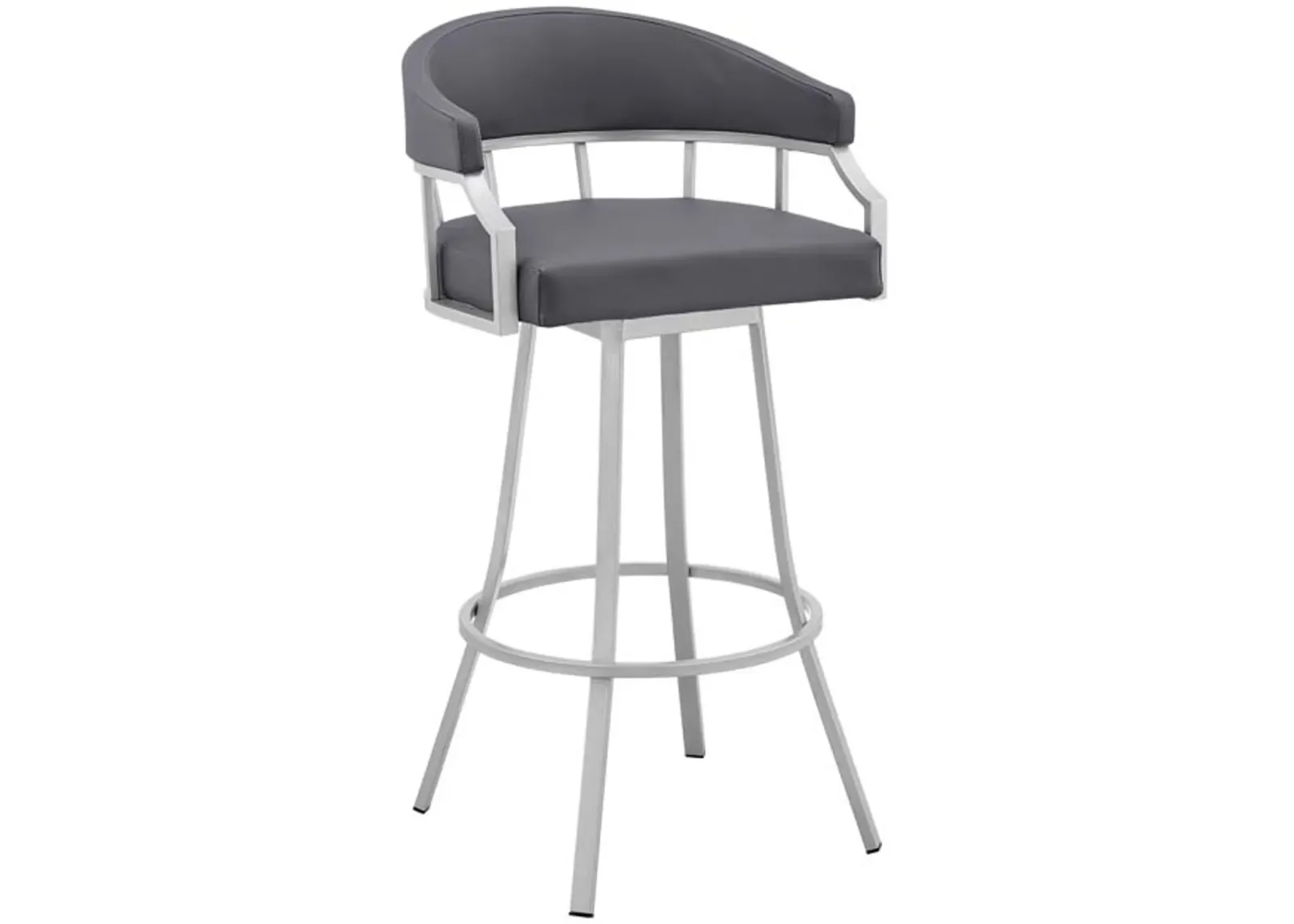 Armen Living Valerie Grey/Silver 26" Swivel Counter Stool 