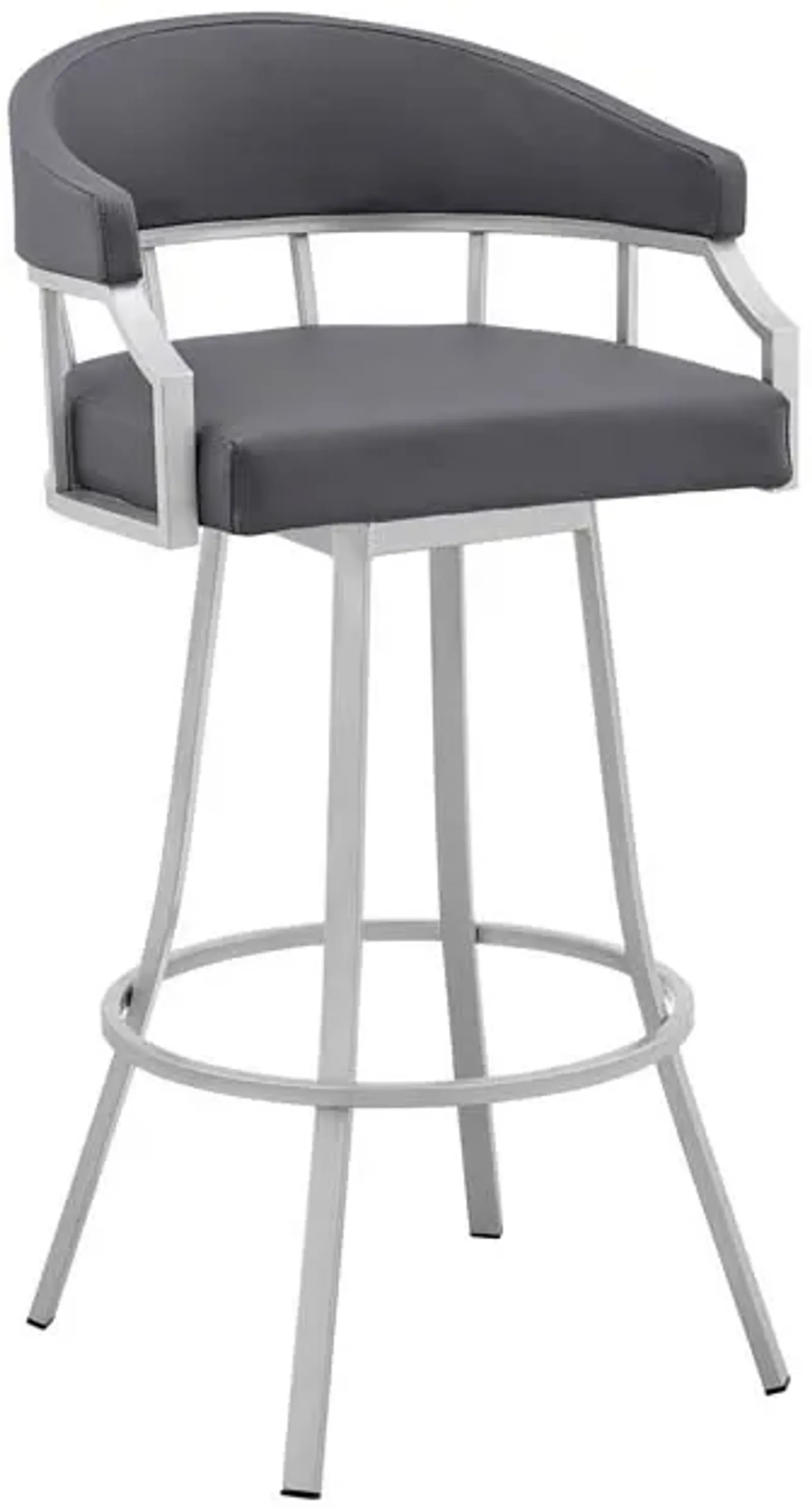 Armen Living Valerie Grey/Silver 26" Swivel Counter Stool 