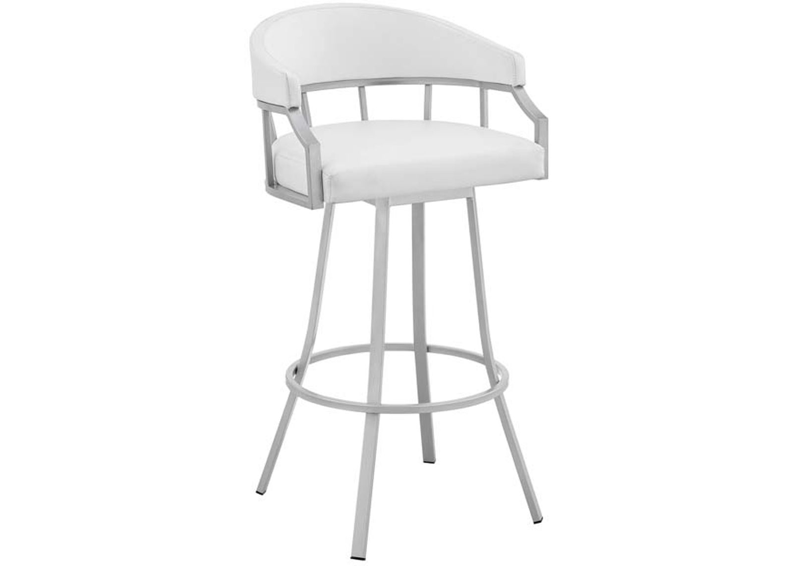 Armen Living Valerie White/Silver 26" Swivel Counter Stool 