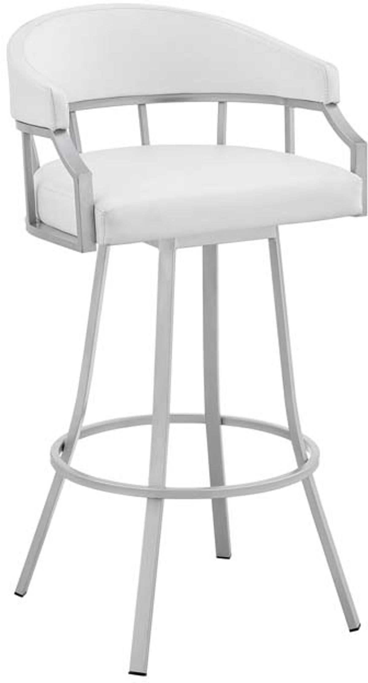 Armen Living Valerie White/Silver 26" Swivel Counter Stool 