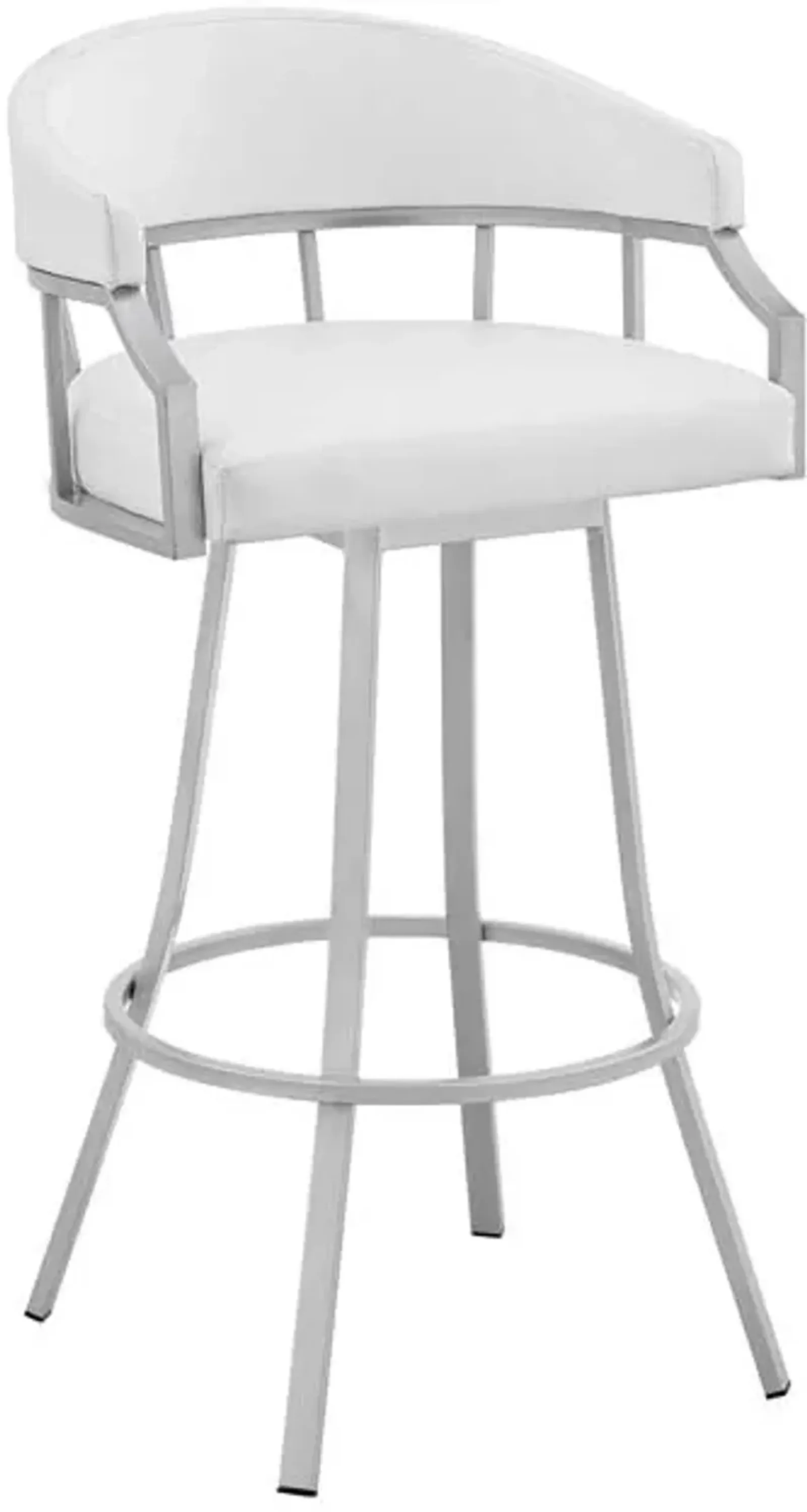 Armen Living Valerie White/Silver 26" Swivel Counter Stool 