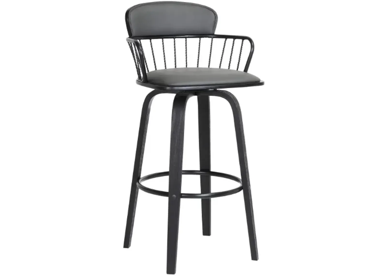 Armen Living Willow Gray/Black Swivel Counter Stool