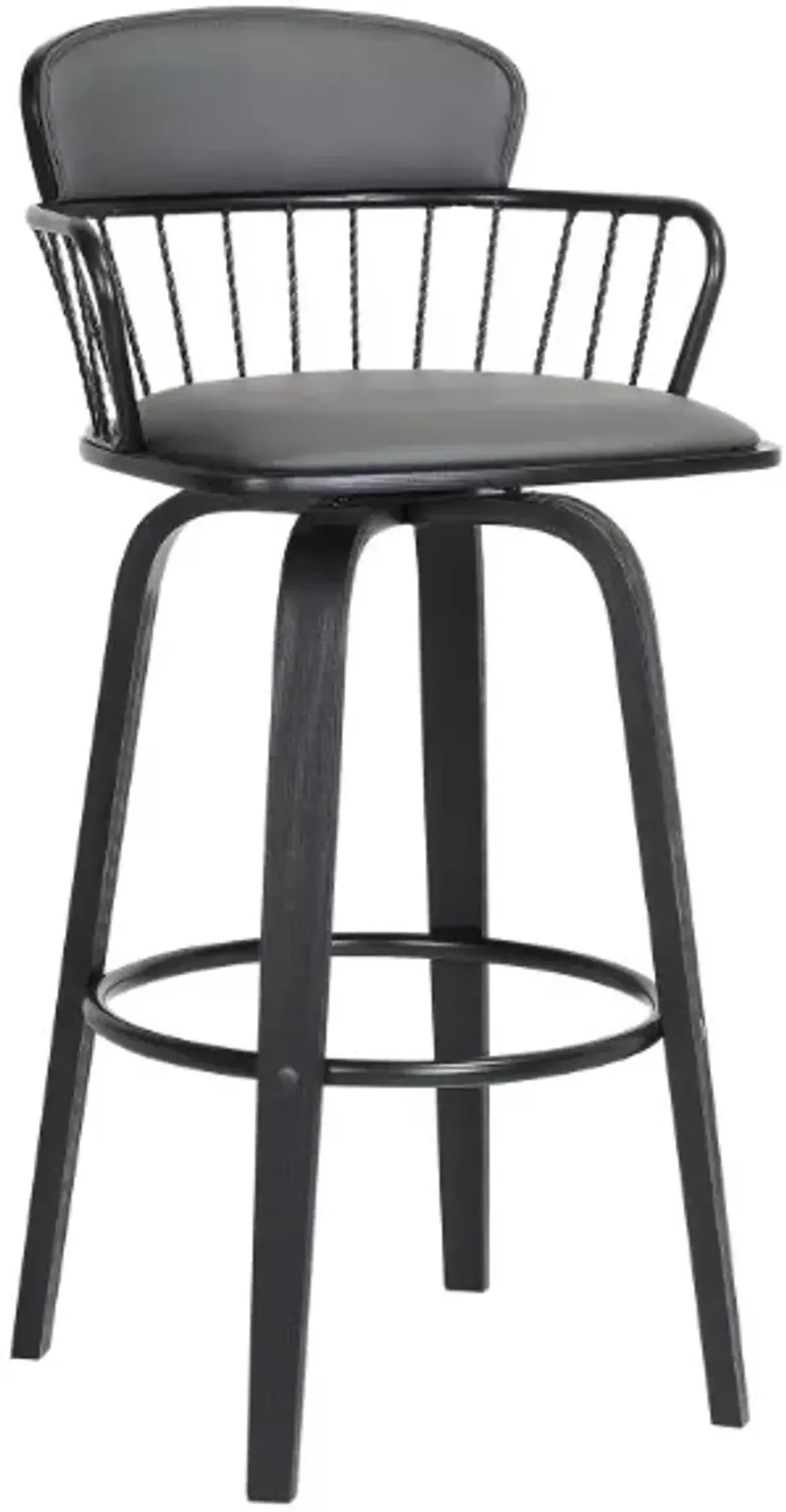 Armen Living Willow Gray/Black Swivel Counter Stool