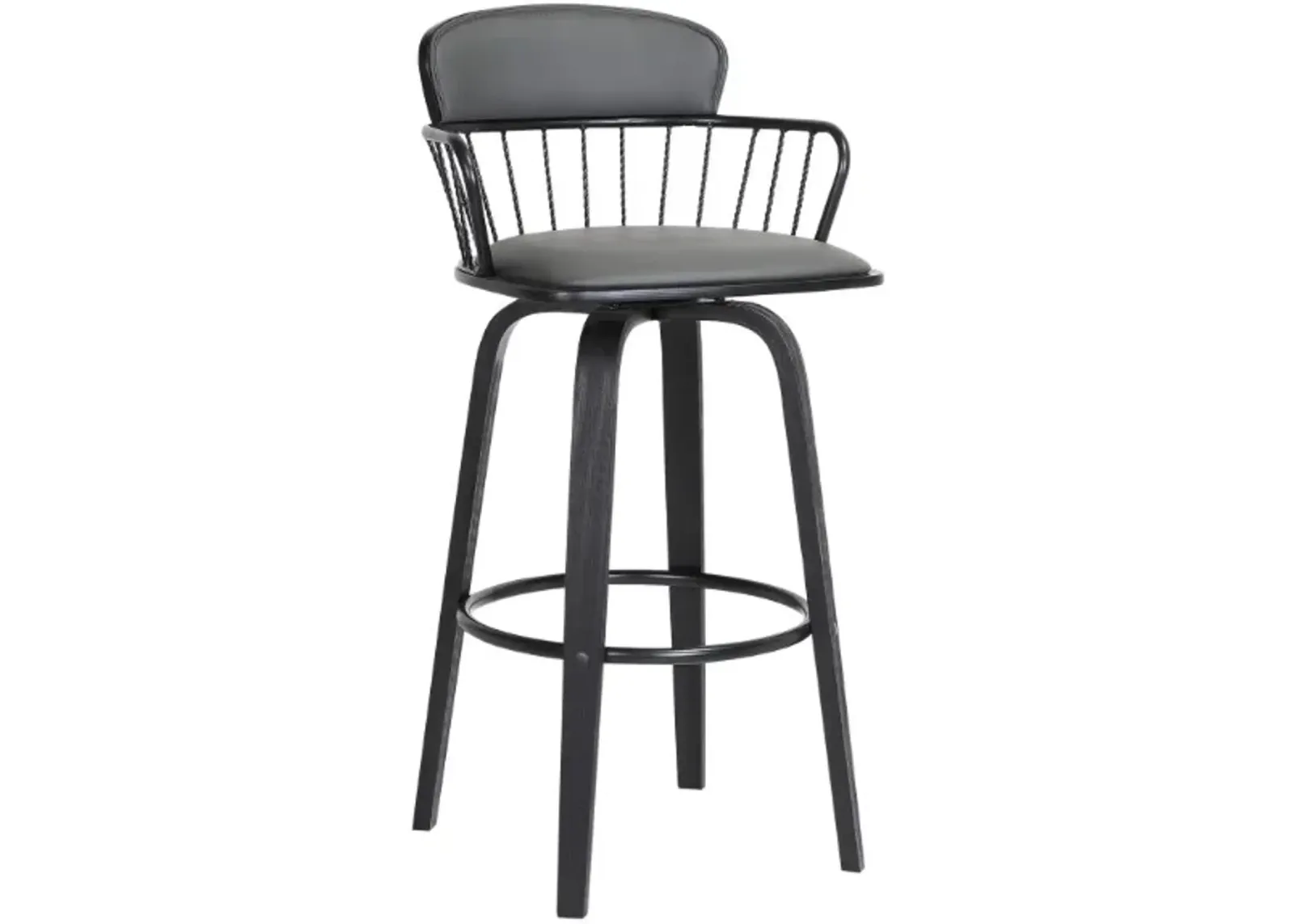 Armen Living Willow Gray/Black Swivel Bar Stool