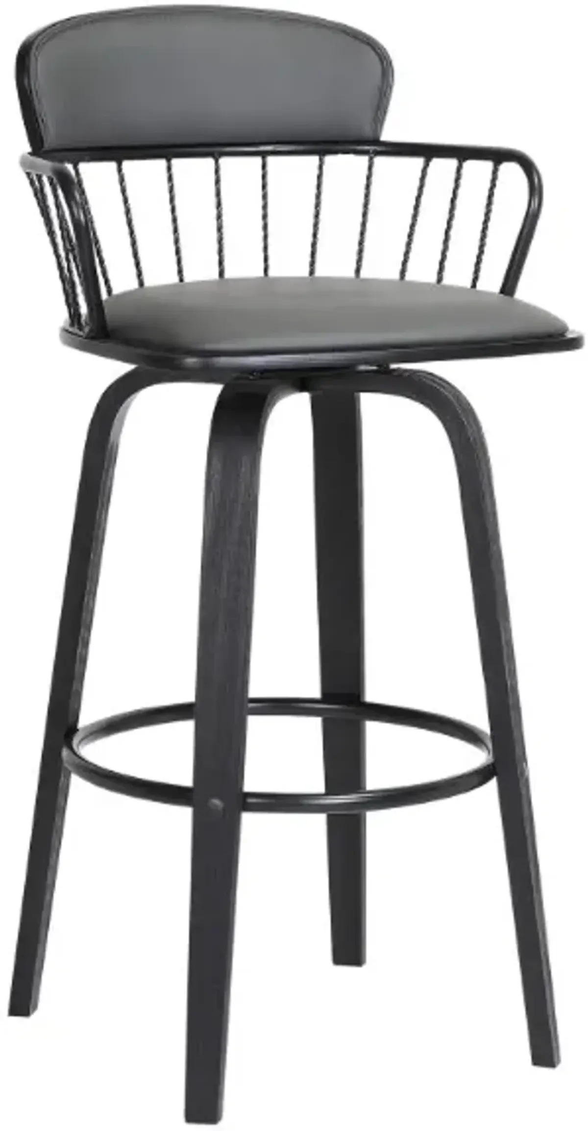 Armen Living Willow Gray/Black Swivel Bar Stool