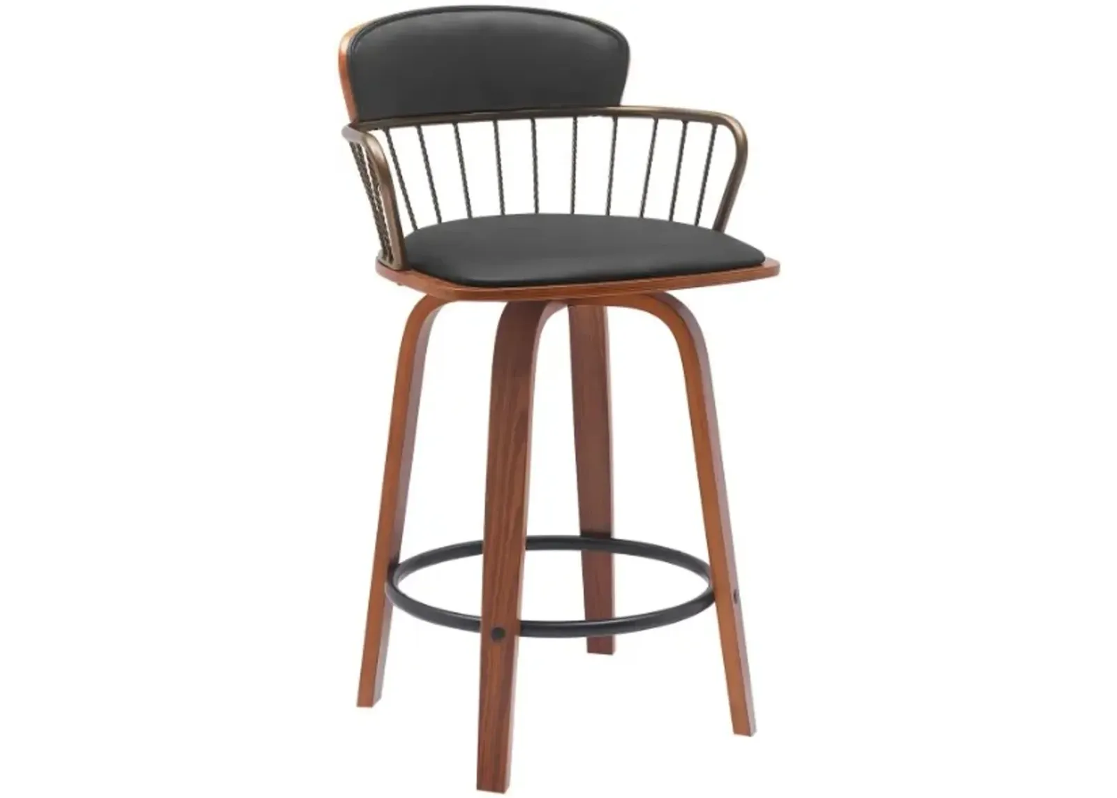 Armen Living Willow Black/Walnut Swivel Counter Stool