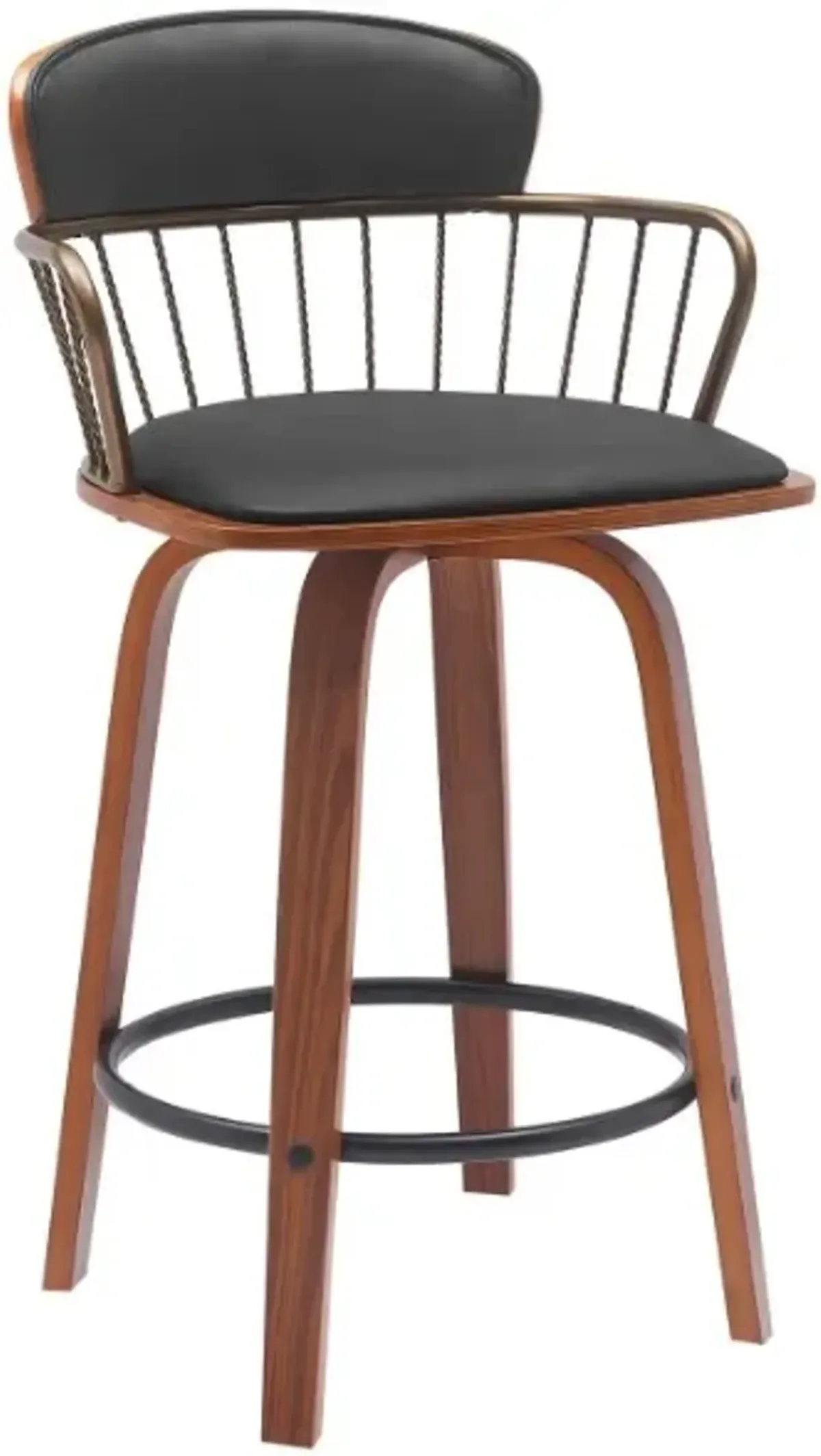 Armen Living Willow Black/Walnut Swivel Counter Stool