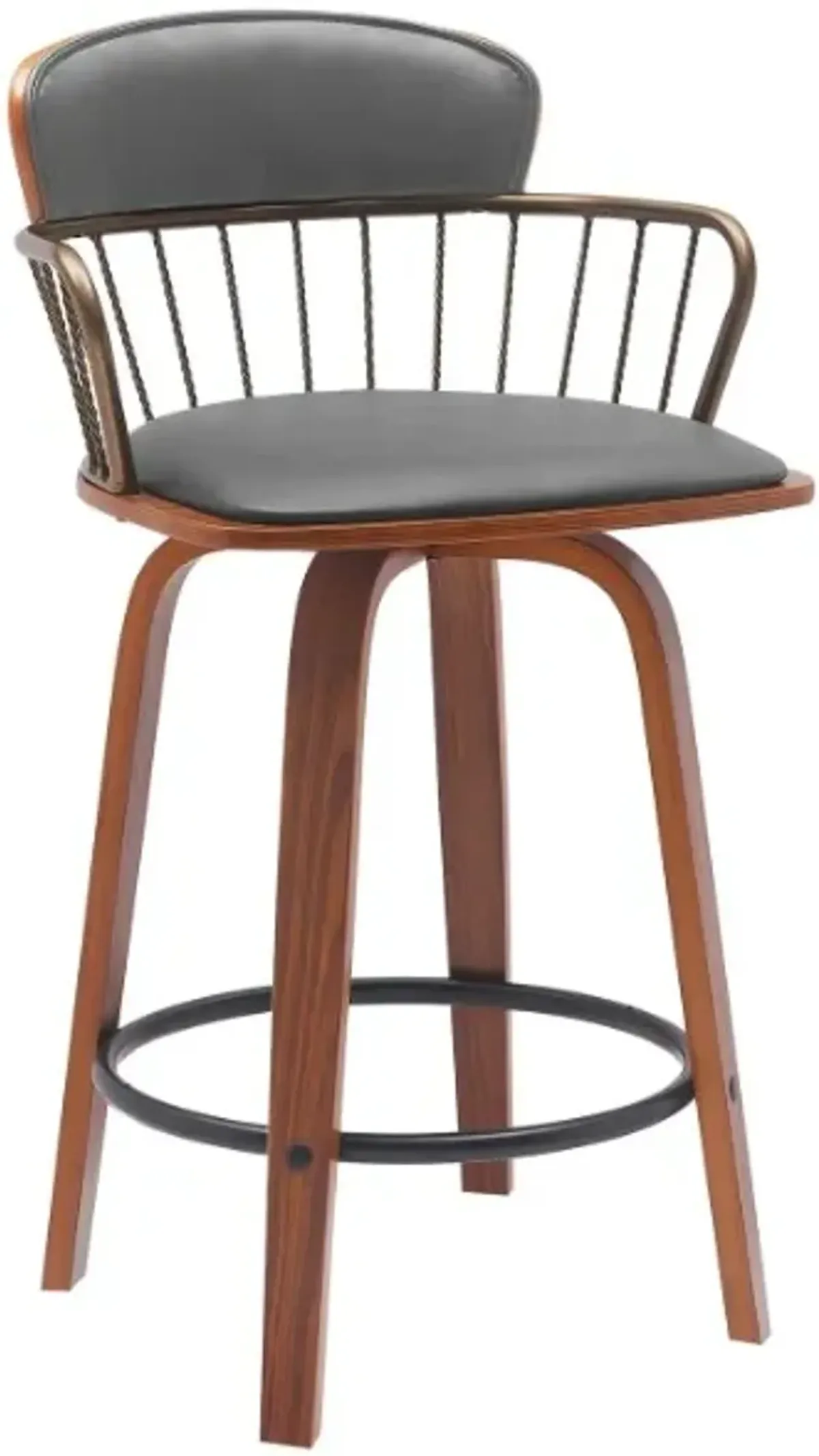 Armen Living Willow Gray/Walnut Swivel Counter Stool