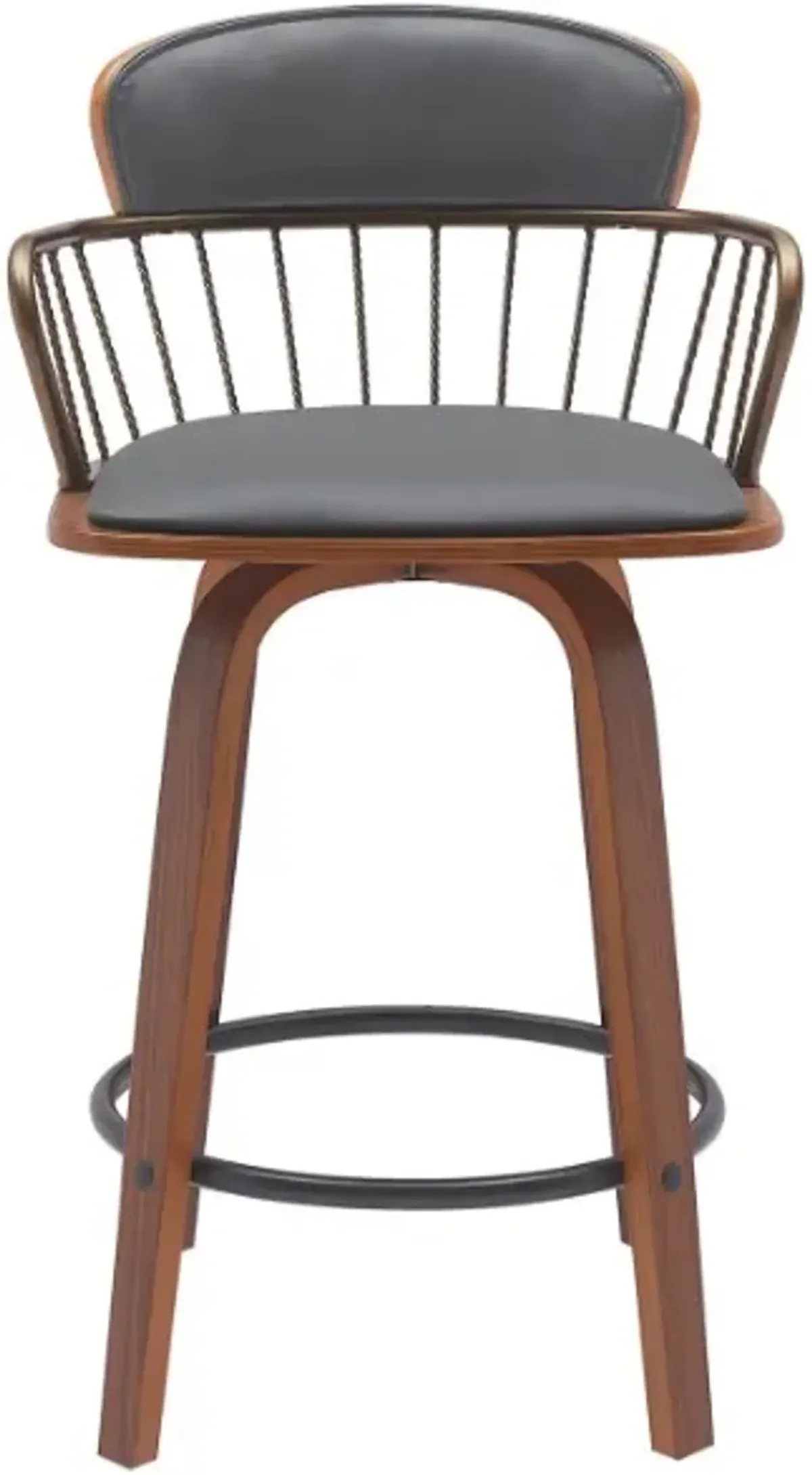 Armen Living Willow Gray/Walnut Swivel Bar Stool
