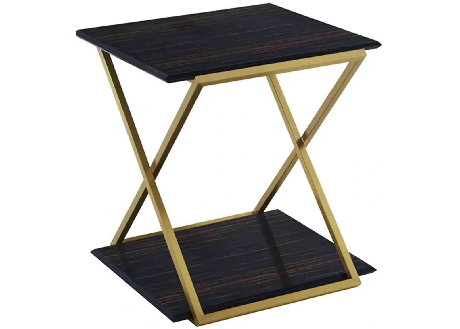 Armen Living Westlake Dark Brown End Table with Brushed Gold Frame 