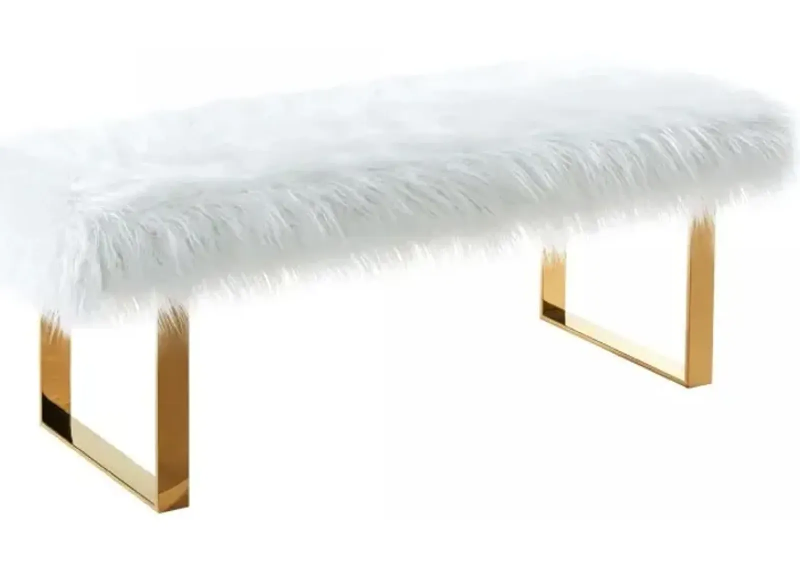 Armen Living Zinna White/Gold Bench