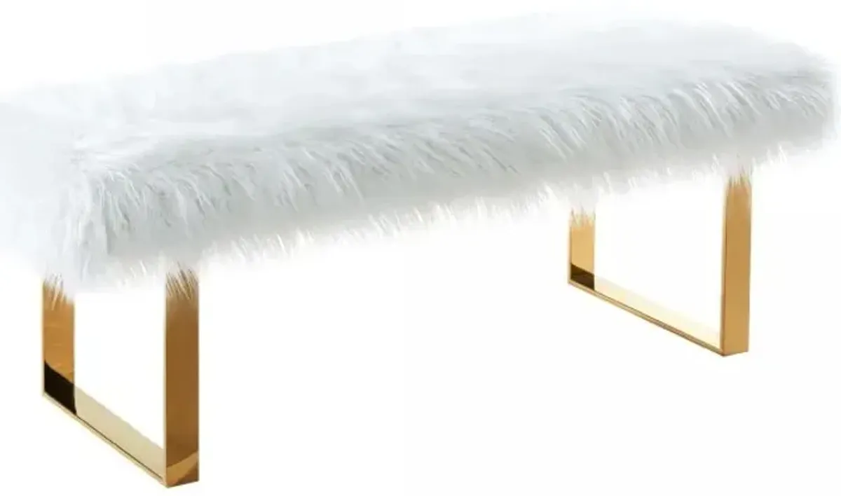 Armen Living Zinna White/Gold Bench