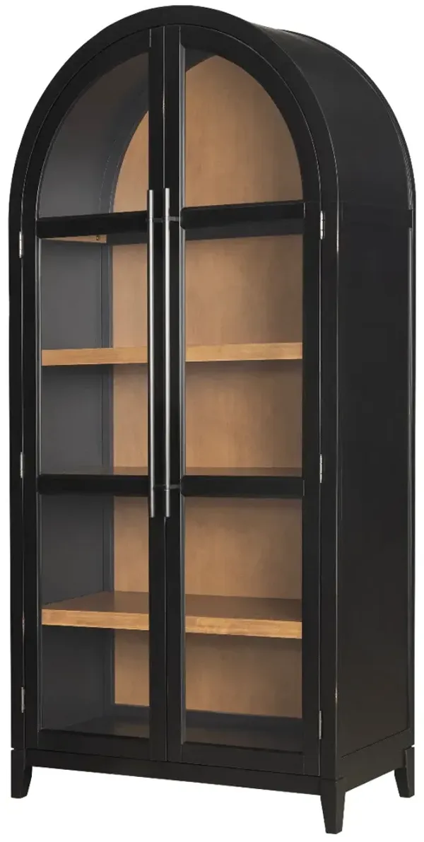 Richwood Black Birch Glass Door Arched Cabinet