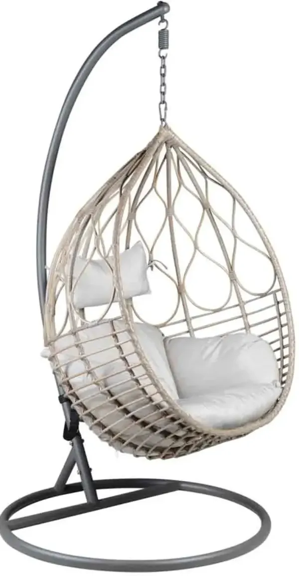 Steve Silver Co. Lux Beige/Gray/White Stainless Steel/Wicker Outdoor Basket Chair