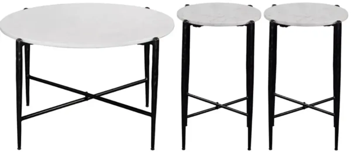Steve Silver Co. Loxie 3-Piece Black/White Occasional Table Set