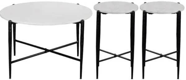 Steve Silver Co. Loxie 3-Piece Black/White Occasional Table Set