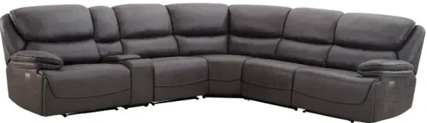 Steve Silver Co. Plaza 6-Piece Smoked Gray L-Shape Power Reclining Sectional