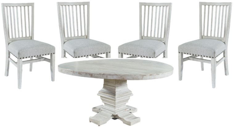 Elements International Condesa 5-Piece White Dining Table Set